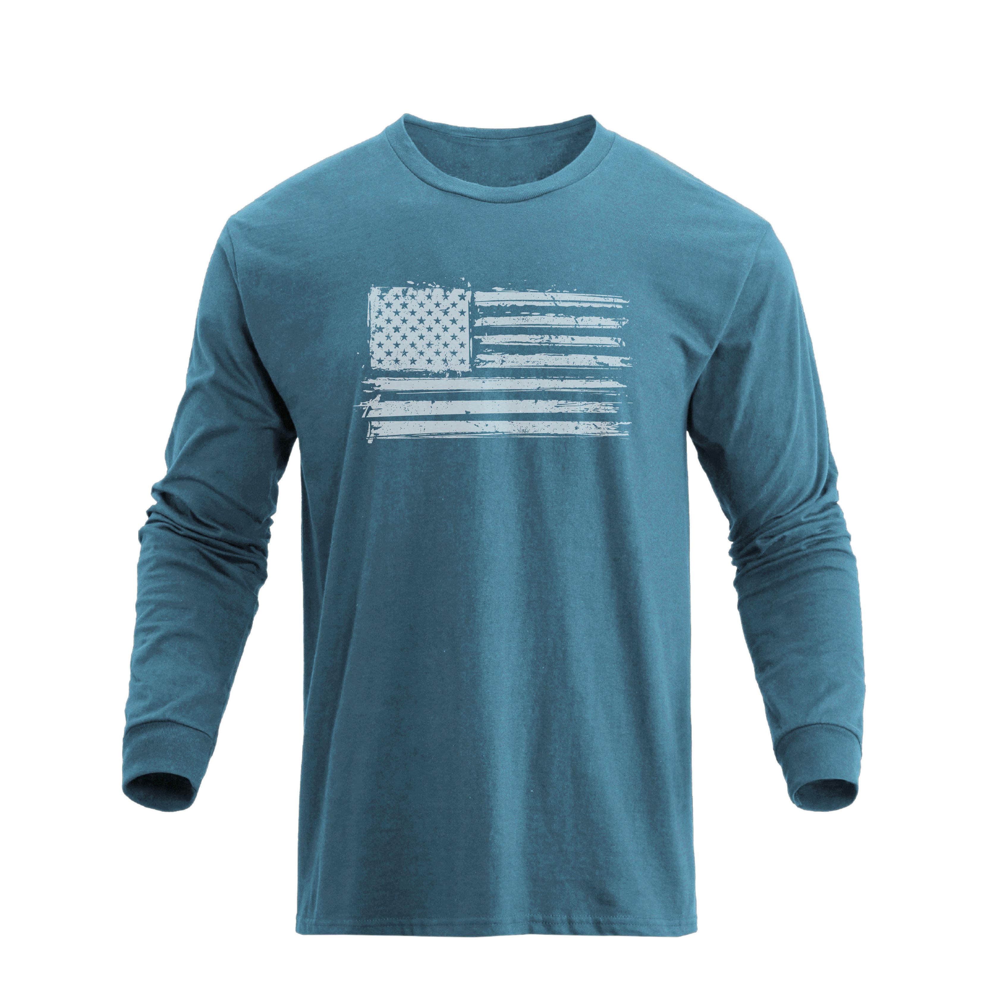 Hyfol Usa Flag 100% Cotton Graphic Long Sleeve T-shirt Men | Long ...